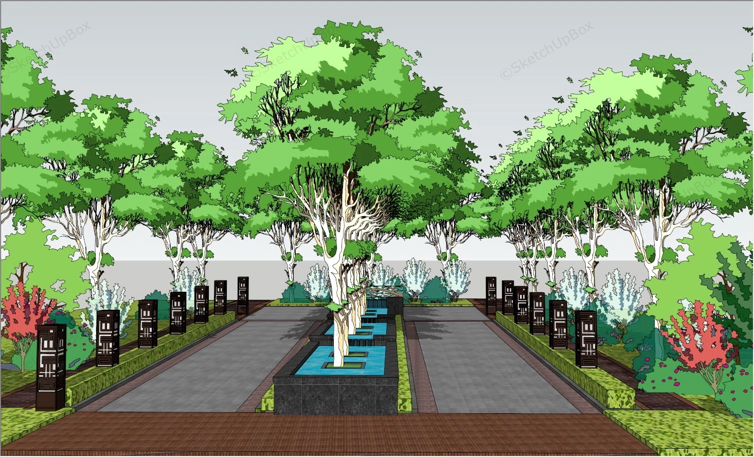 Neighborhood Park sketchup model preview - SketchupBox