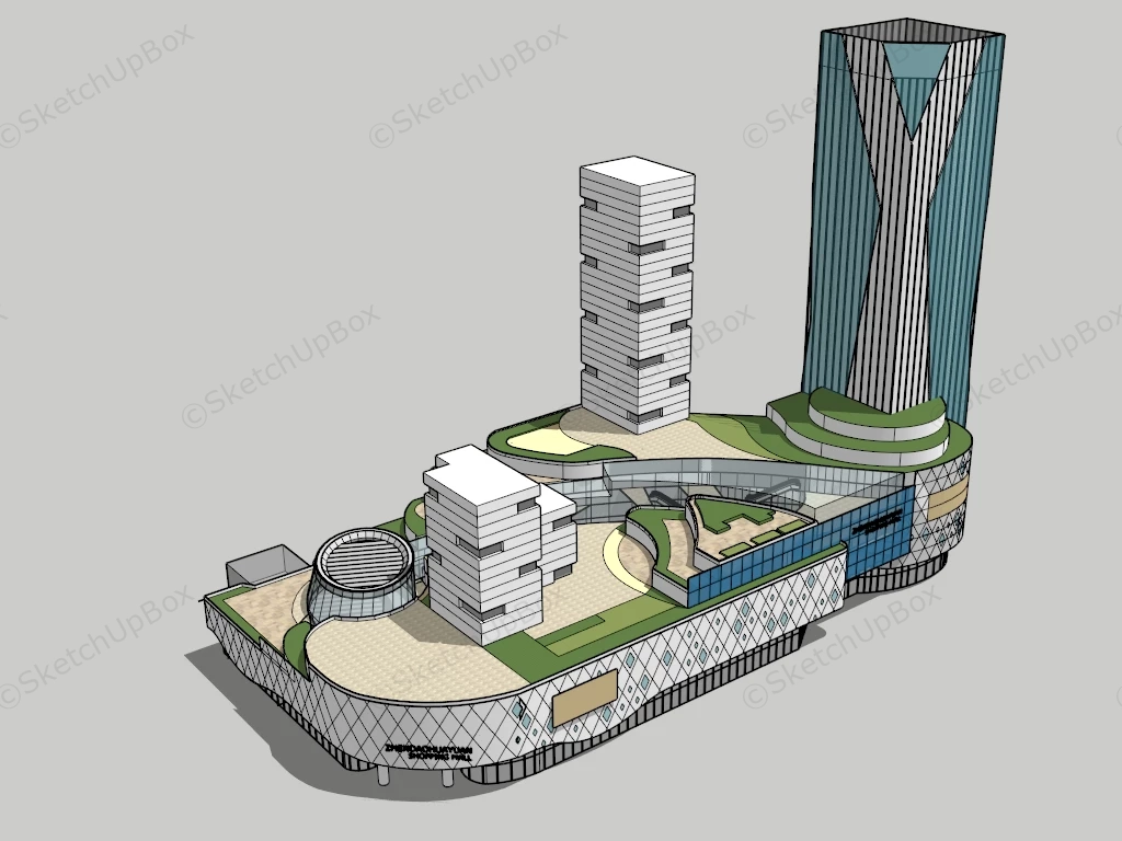 Shopping Center Exterior Design sketchup model preview - SketchupBox