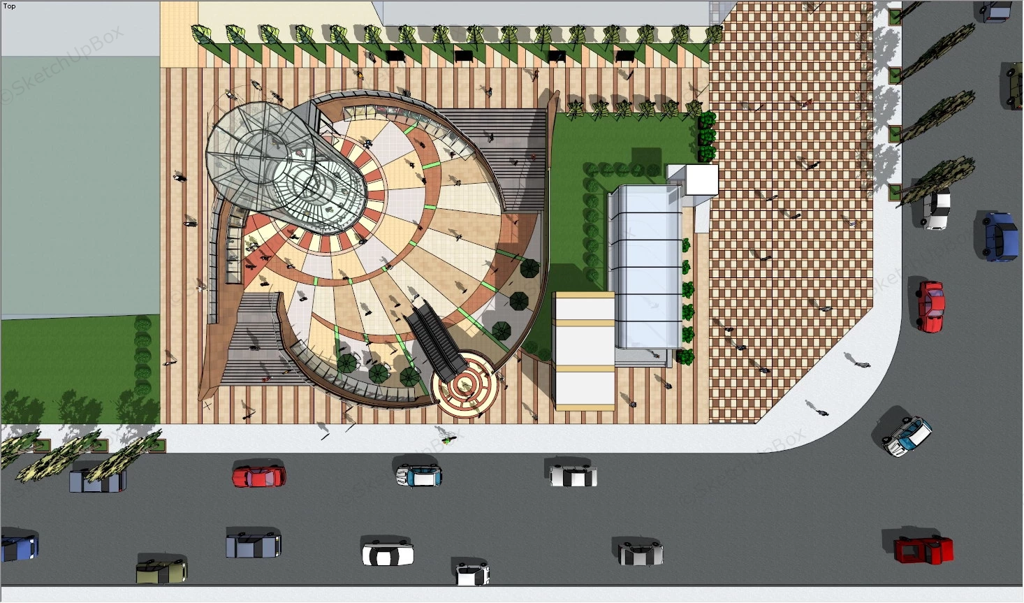 Sunken Plaza Design sketchup model preview - SketchupBox