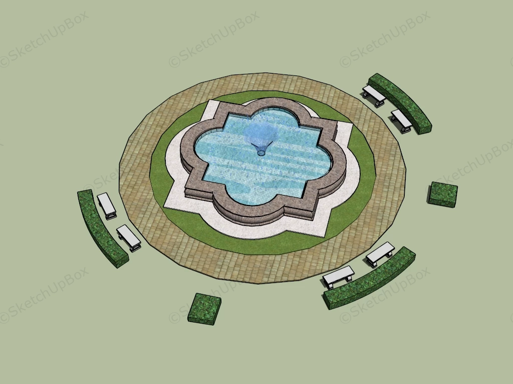 Large Landscape Fountain sketchup model preview - SketchupBox