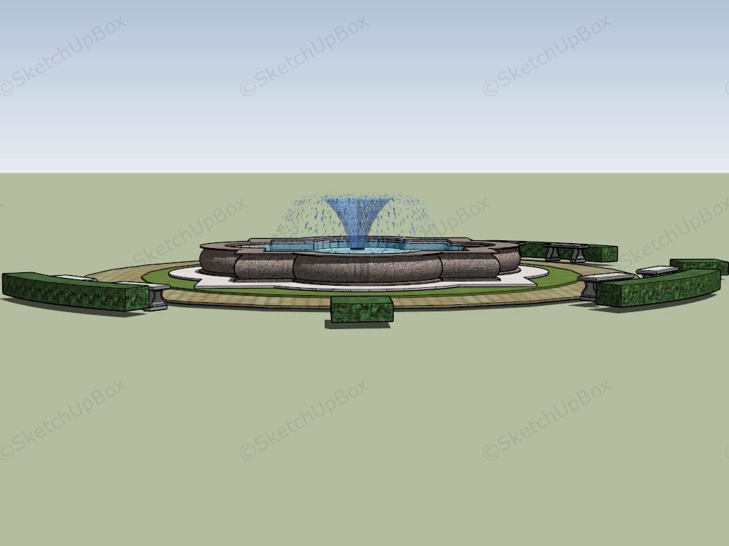 Large Landscape Fountain sketchup model preview - SketchupBox