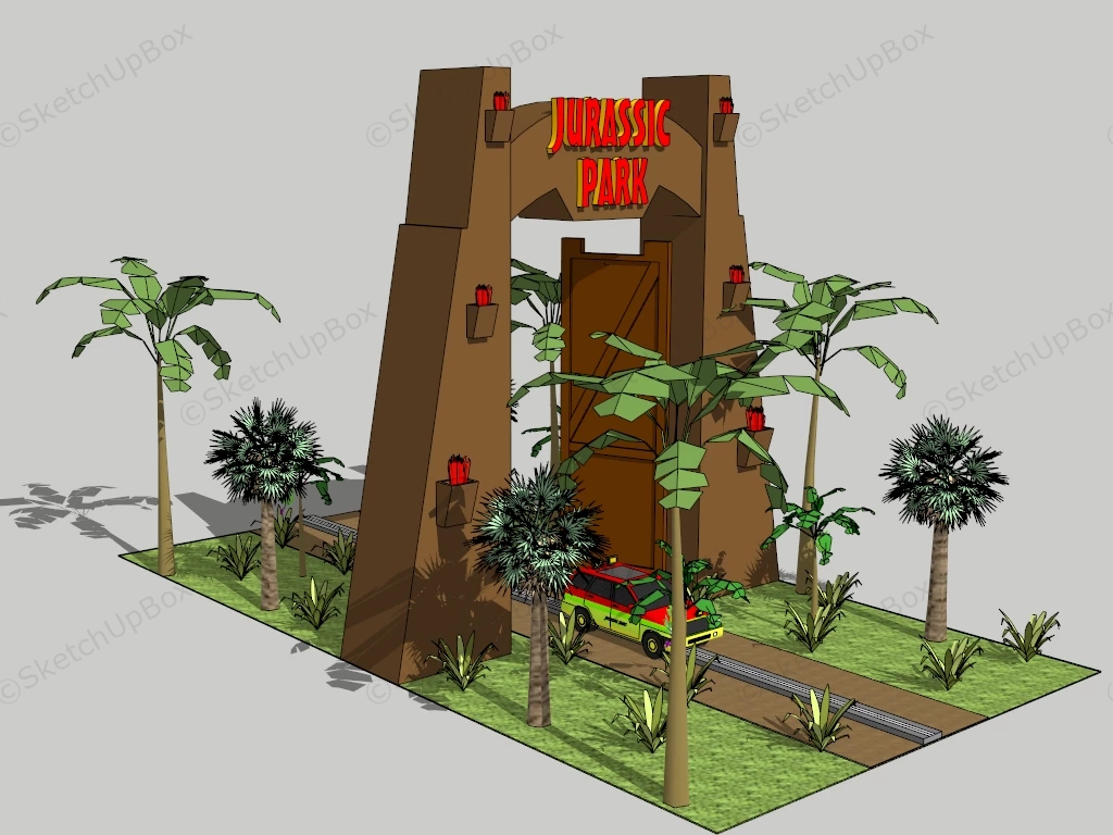 Jurassic Park Gate sketchup model preview - SketchupBox