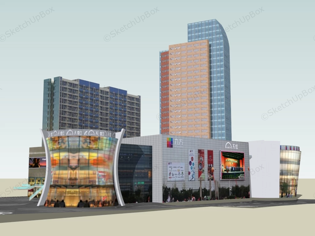 Shopping Mall And Office Complex sketchup model preview - SketchupBox