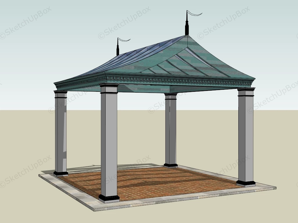 Glass Top Pergola sketchup model preview - SketchupBox