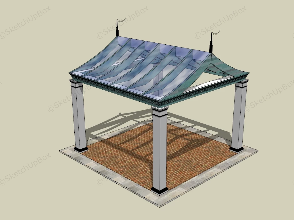 Glass Top Pergola sketchup model preview - SketchupBox