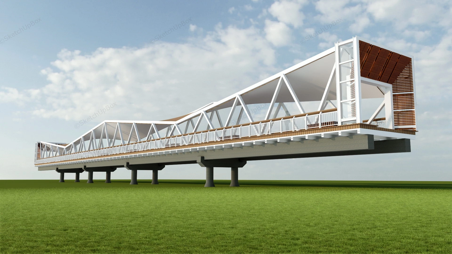 Covered Footbridge sketchup model preview - SketchupBox