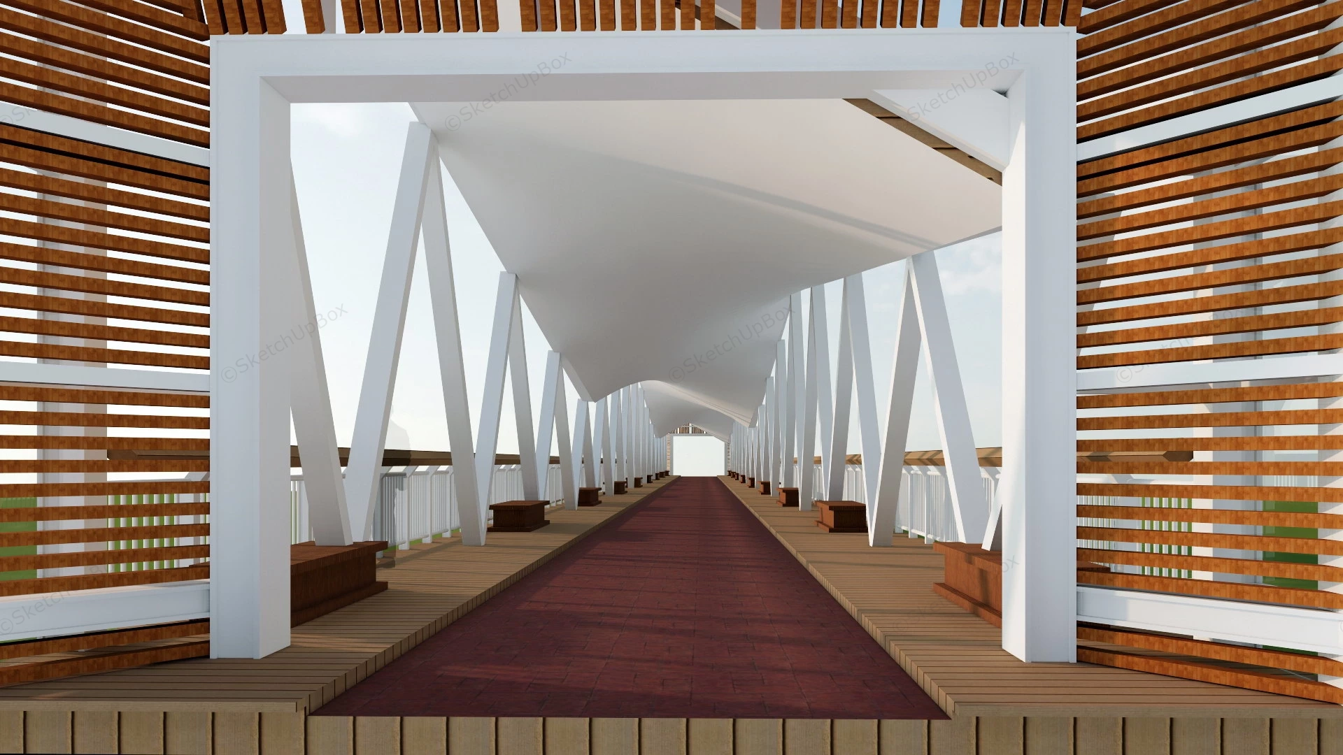 Covered Footbridge sketchup model preview - SketchupBox