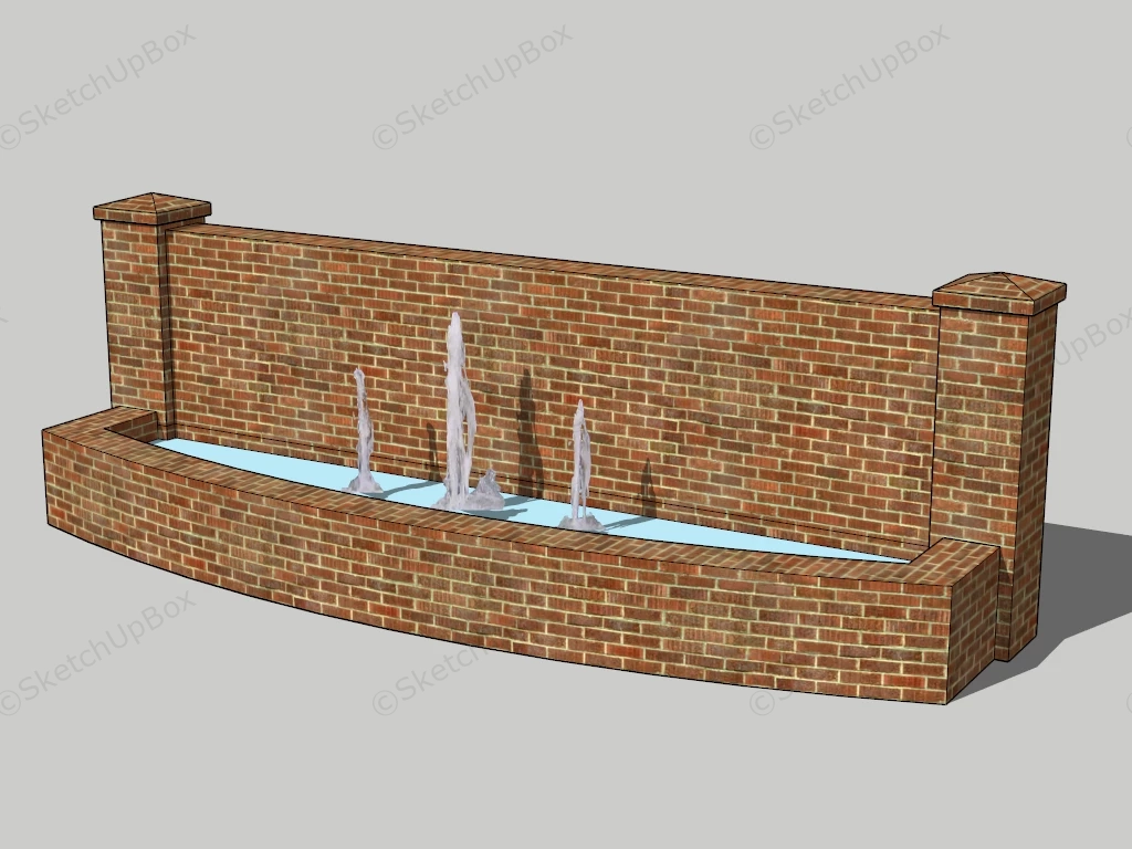 Brick Fish Pond And Fountain sketchup model preview - SketchupBox