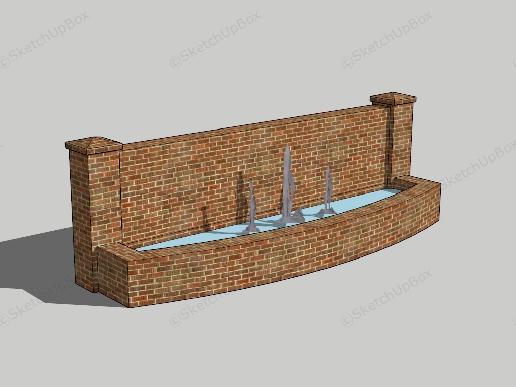 Brick Fish Pond And Fountain sketchup model preview - SketchupBox