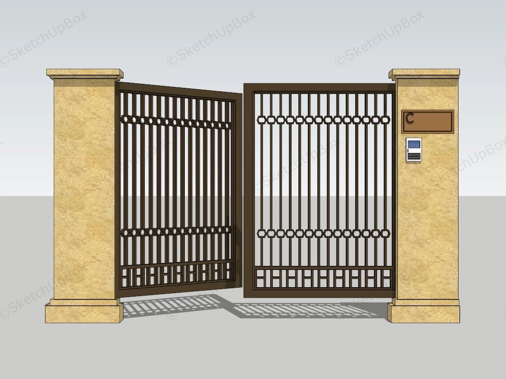 Modern Driveway Gate sketchup model preview - SketchupBox