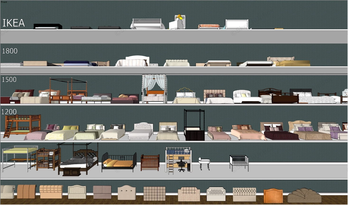 Beds Collection sketchup model preview - SketchupBox