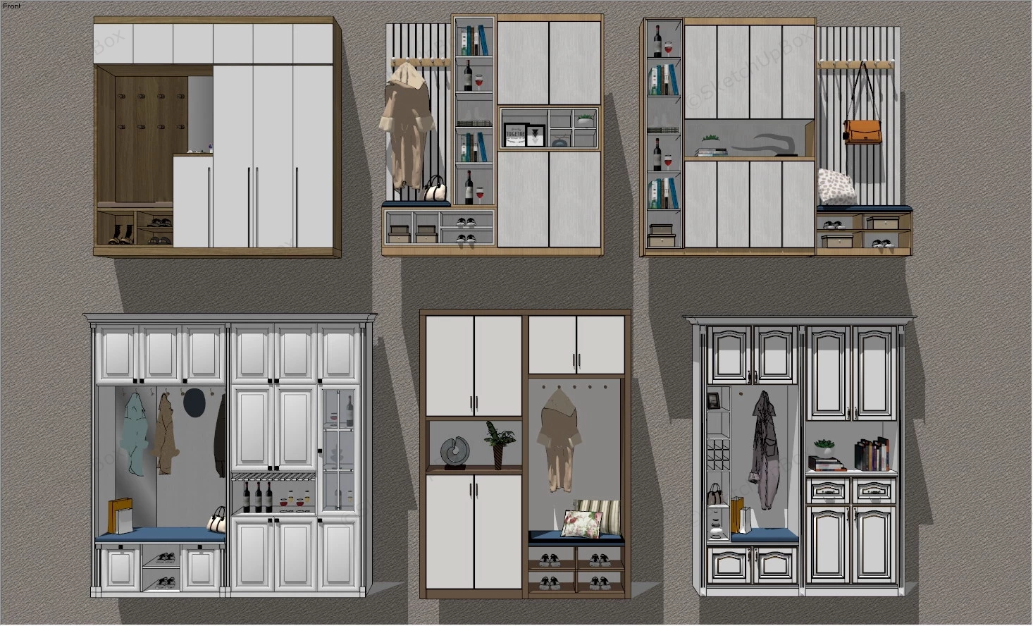 Entryway Storage Cabinet With Bench sketchup model preview - SketchupBox