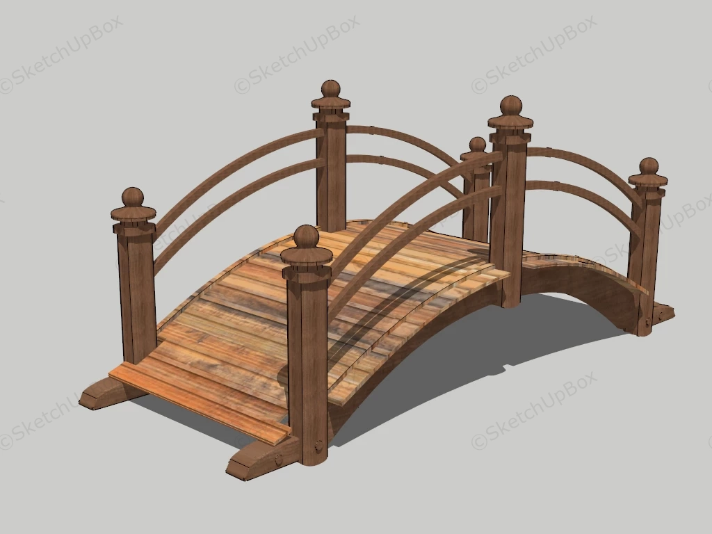 Wooden Garden Bridge sketchup model preview - SketchupBox