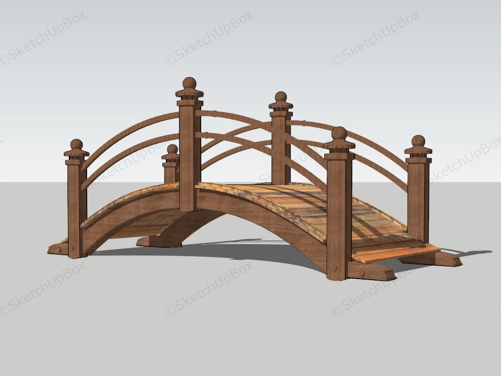 Wooden Garden Bridge sketchup model preview - SketchupBox