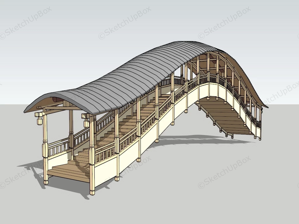 Covered Wooden Foot Bridge sketchup model preview - SketchupBox