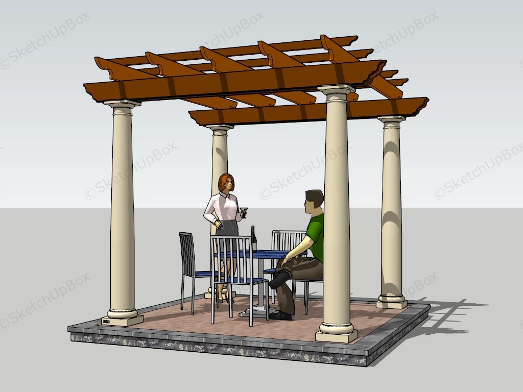 Pergola With Table Set sketchup model preview - SketchupBox