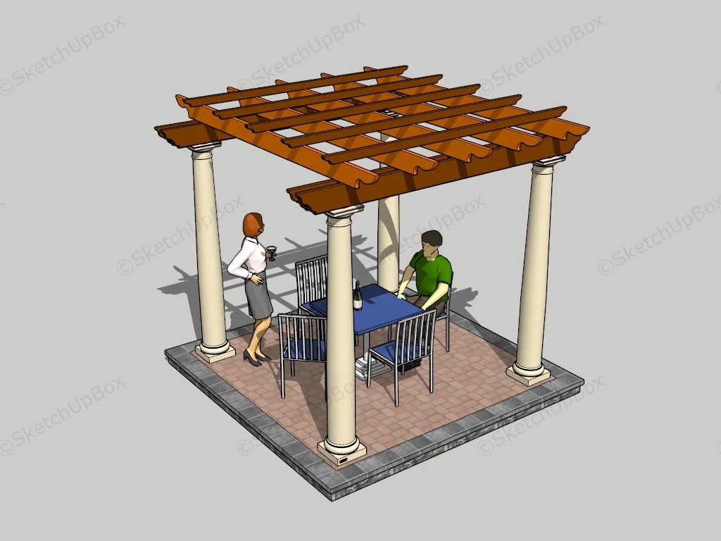 Pergola With Table Set sketchup model preview - SketchupBox