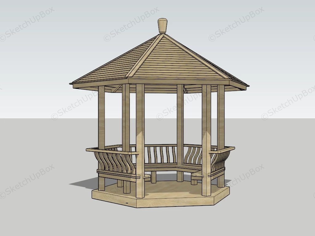 Outdoor Wood Pavilion sketchup model preview - SketchupBox