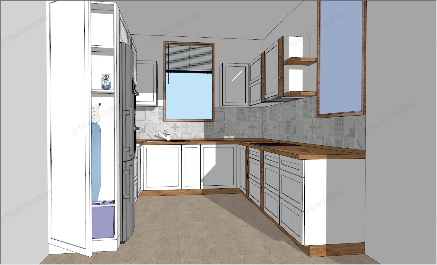 Small White Kitchen Ideas sketchup model preview - SketchupBox