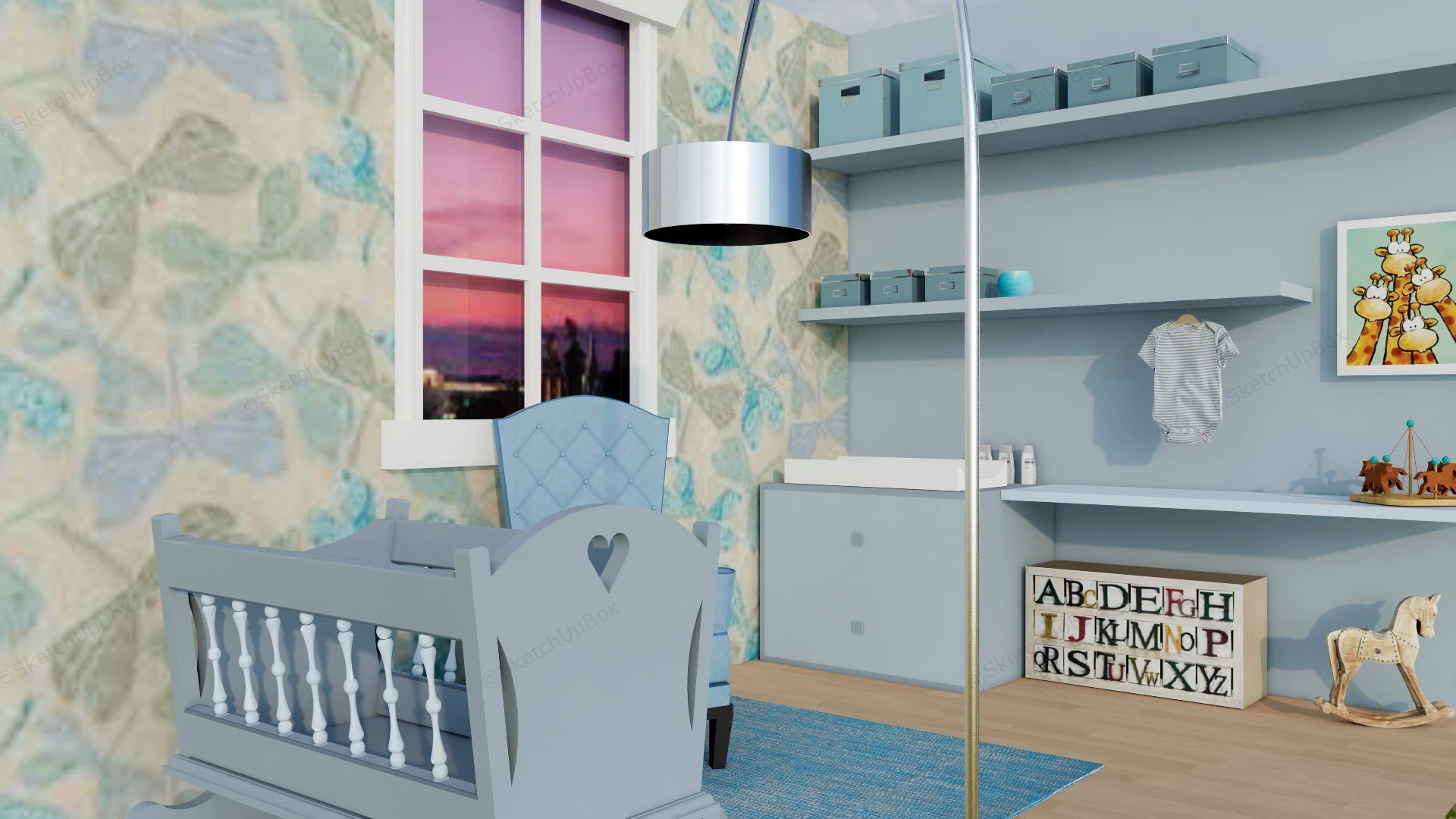 Blue Baby Boy Nursery Ideas sketchup model preview - SketchupBox