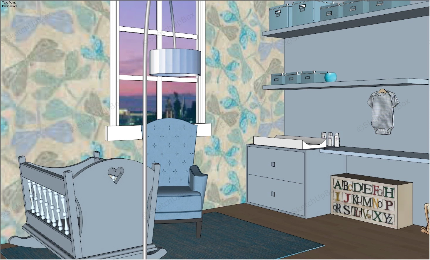 Blue Baby Boy Nursery Ideas sketchup model preview - SketchupBox