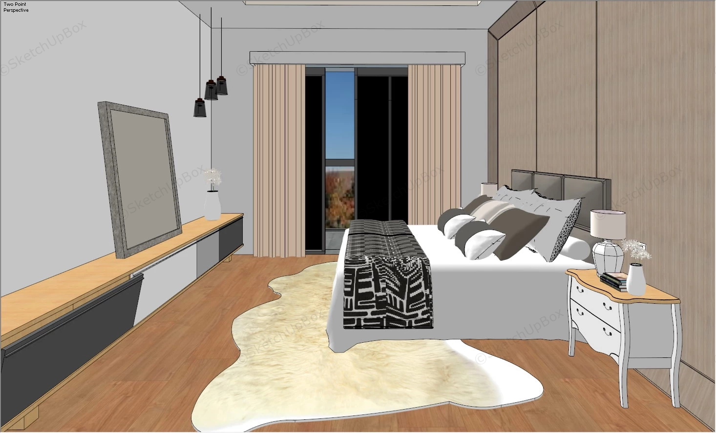 Minimalist Bedroom Ideas sketchup model preview - SketchupBox