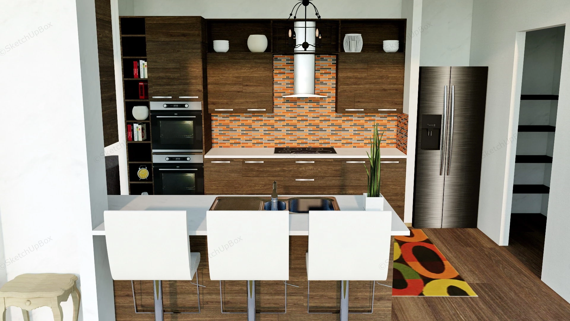 Modern Industrial Kitchen With Island sketchup model preview - SketchupBox