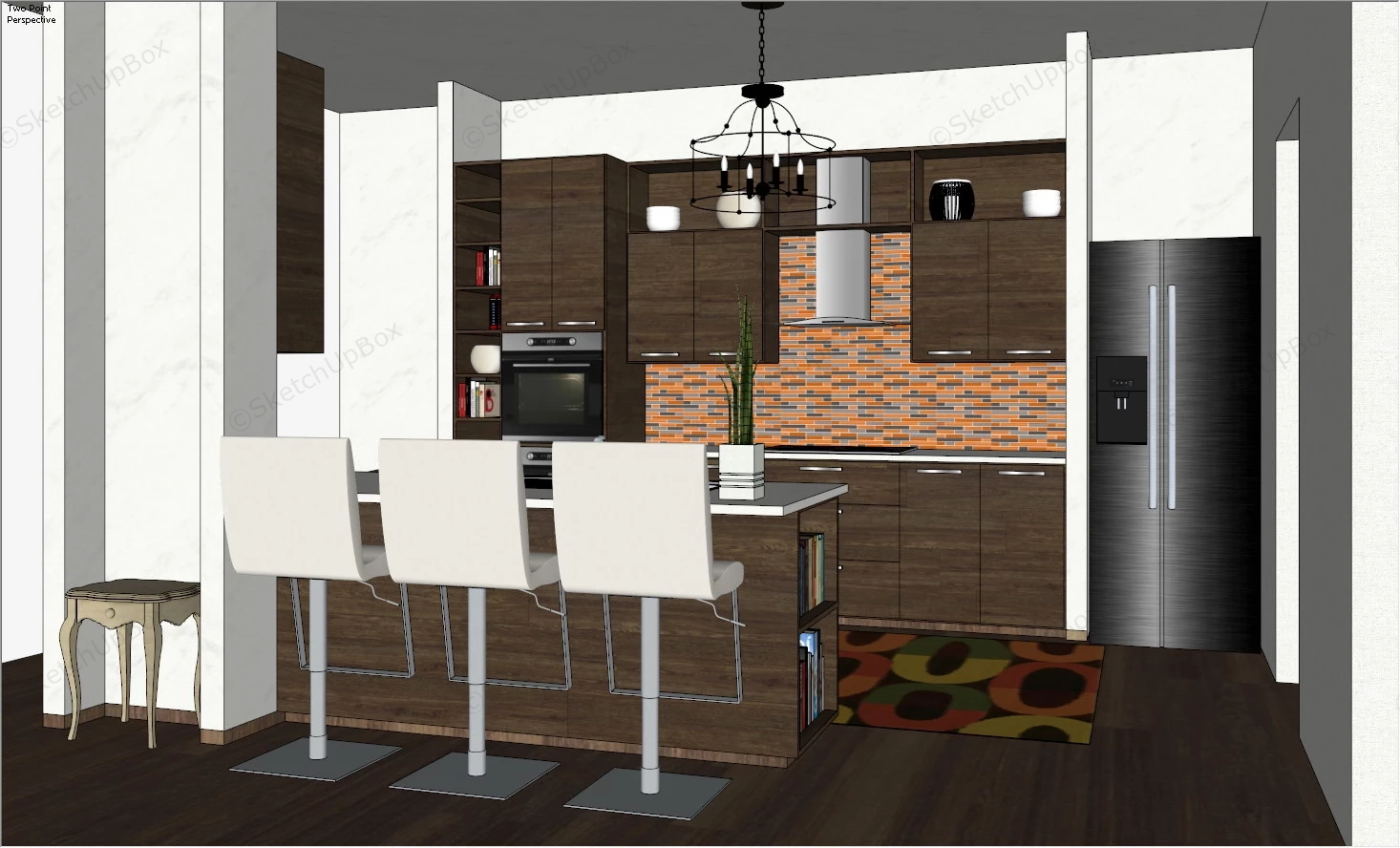 Modern Industrial Kitchen With Island sketchup model preview - SketchupBox