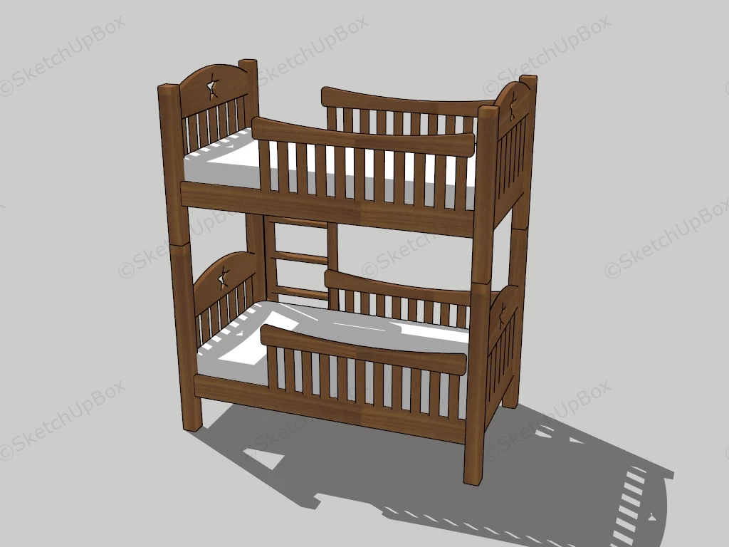 Wooden Bunk Bed With Ladder sketchup model preview - SketchupBox