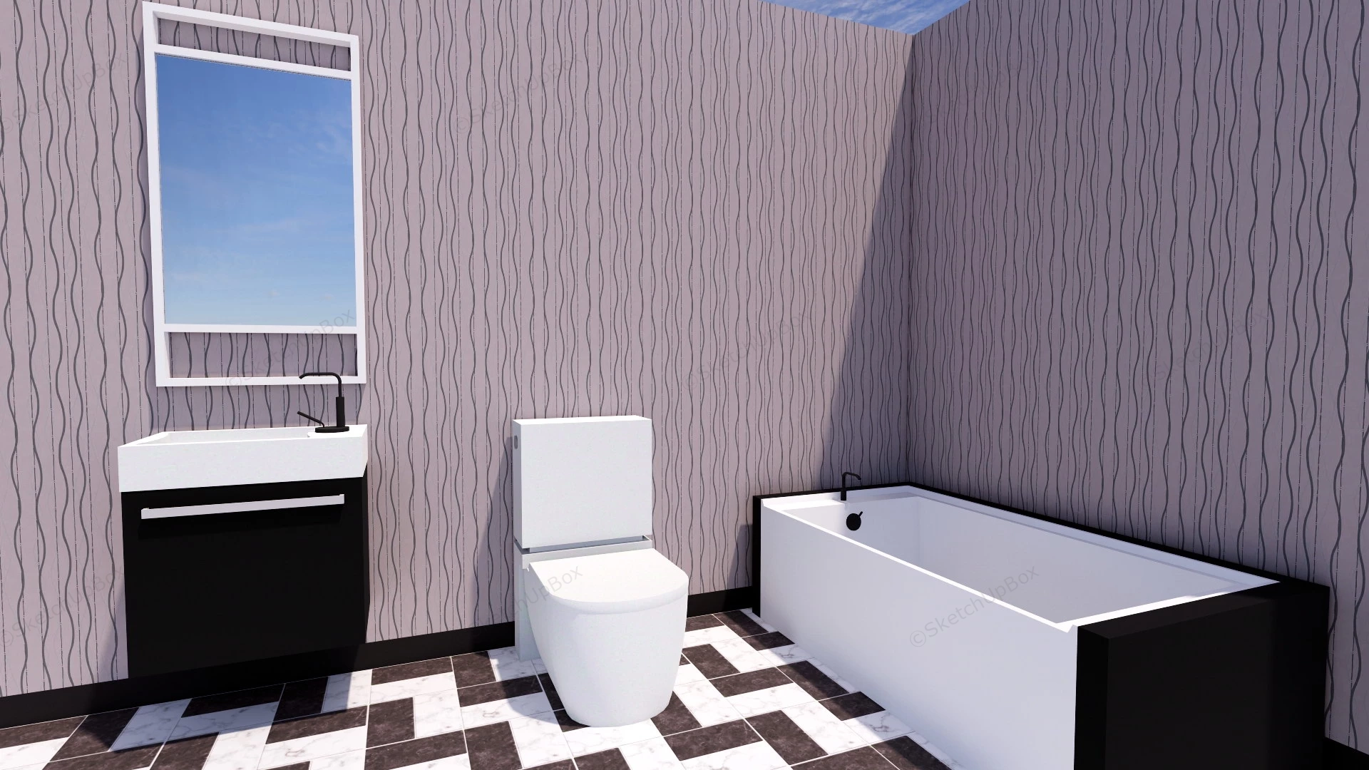 Simple Bathroom Design sketchup model preview - SketchupBox