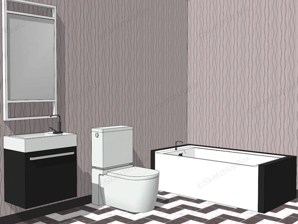 Simple Bathroom Design sketchup model preview - SketchupBox