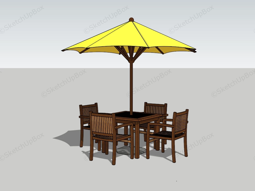 Outdoor Patio Set With Umbrella sketchup model preview - SketchupBox