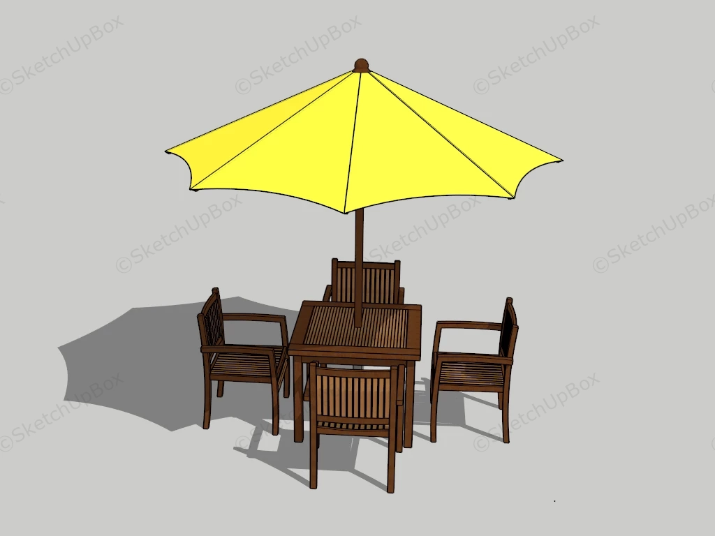 Outdoor Patio Set With Umbrella sketchup model preview - SketchupBox