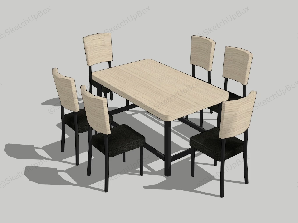 7 Piece Rectangular Dining Table Set sketchup model preview - SketchupBox