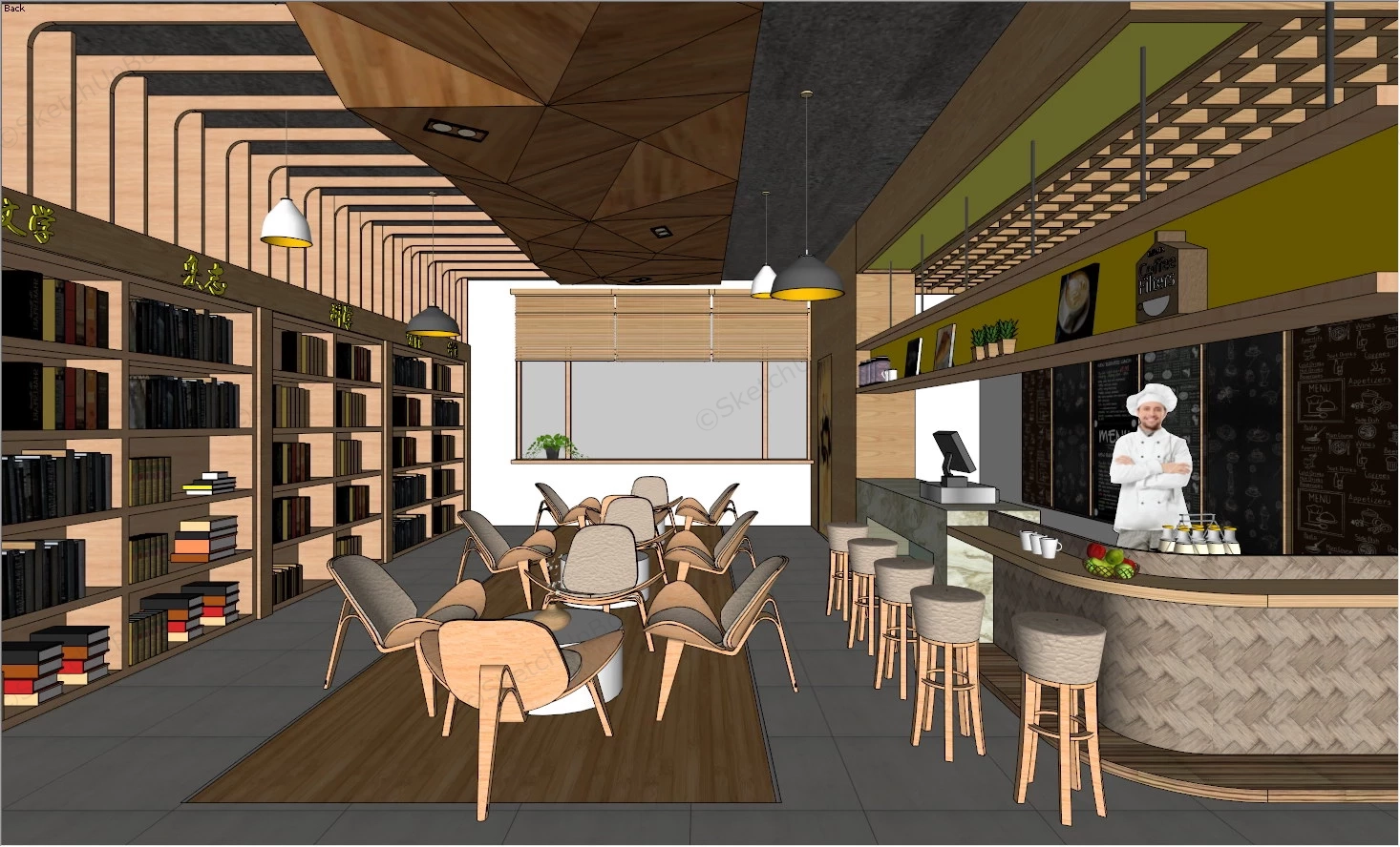 Book Coffee Bar Design sketchup model preview - SketchupBox