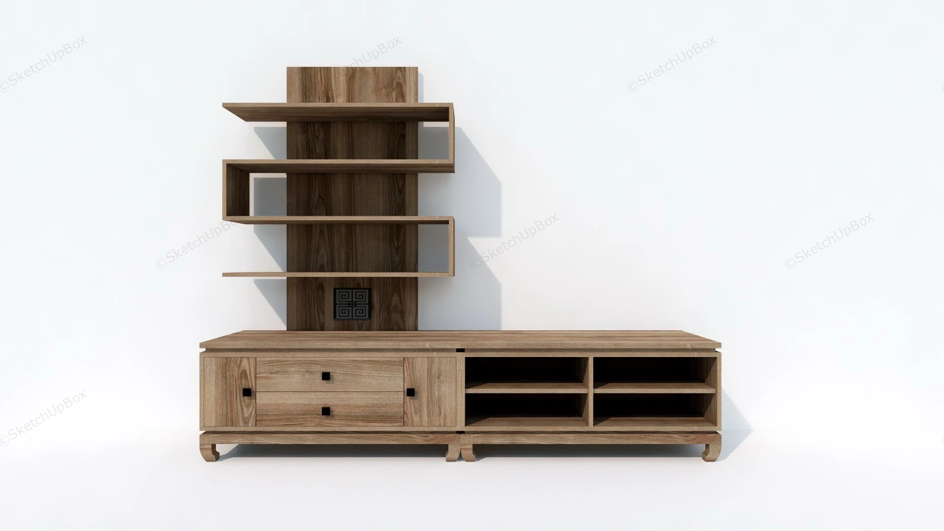 Vintag TV Stand With Book Shelf sketchup model preview - SketchupBox