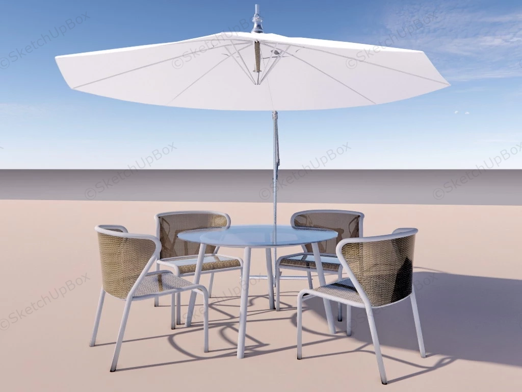 6 Piece Outdoor Patio Set With Umbrella sketchup model preview - SketchupBox