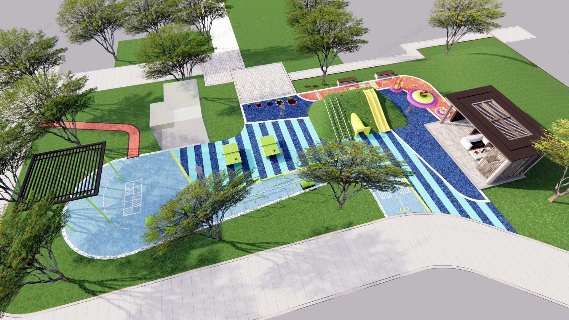 Neighborhood Playground Design sketchup model preview - SketchupBox