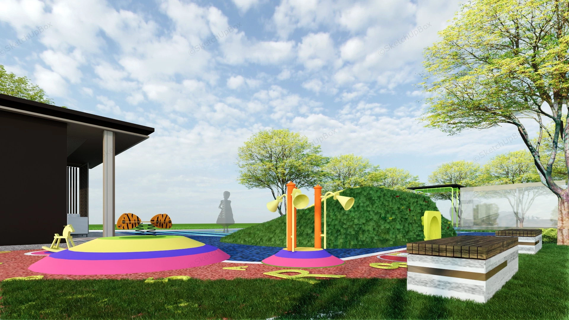 Neighborhood Playground Design sketchup model preview - SketchupBox