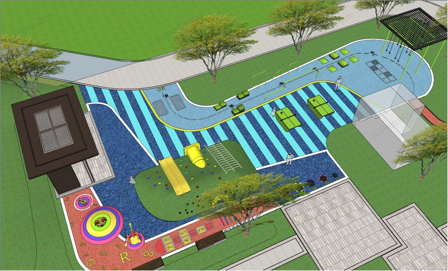 Neighborhood Playground Design sketchup model preview - SketchupBox