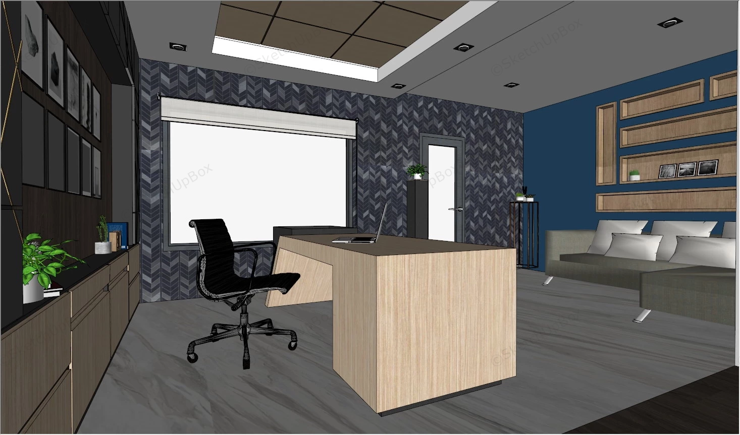 Modern Executive Office Design sketchup model preview - SketchupBox