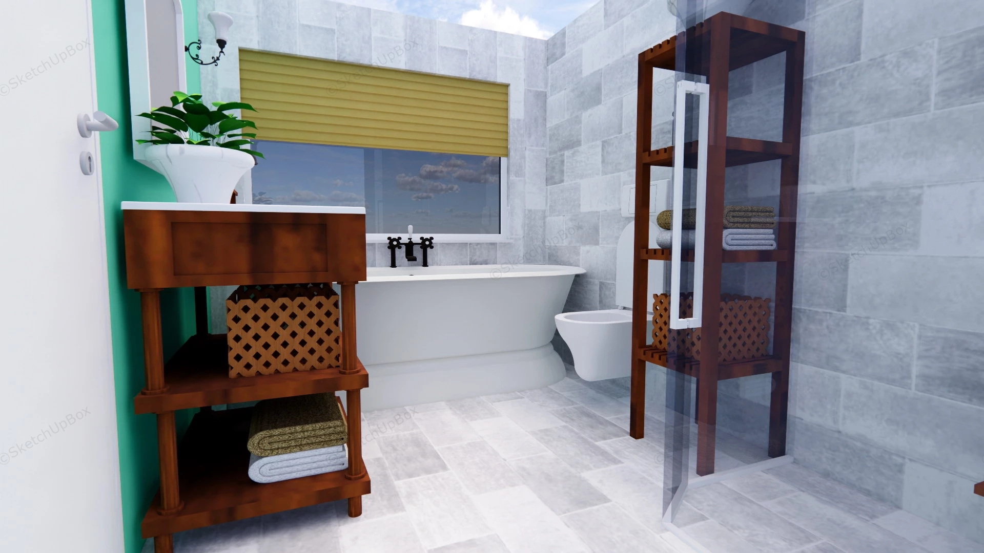 Small Bathroom With Tub And Shower sketchup model preview - SketchupBox