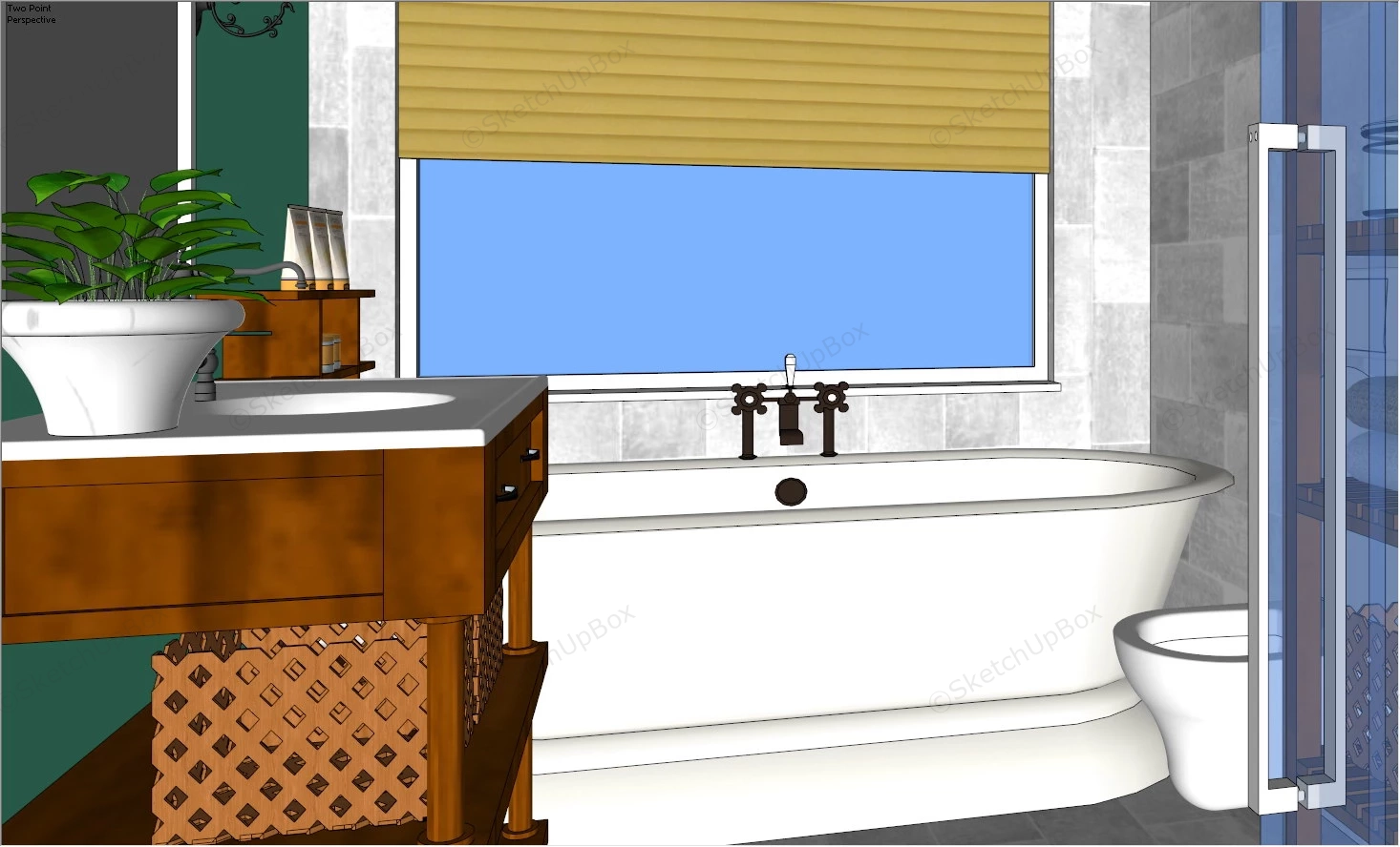 Small Bathroom With Tub And Shower sketchup model preview - SketchupBox