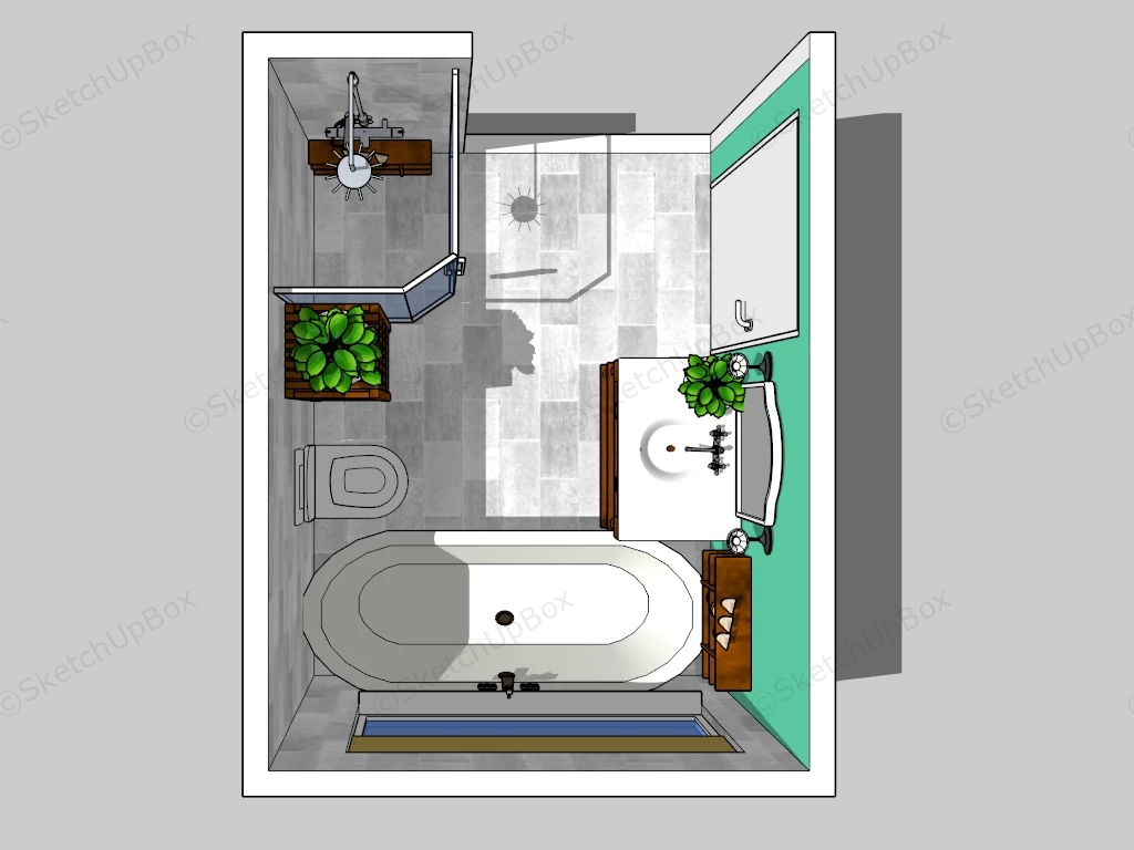 Small Bathroom With Tub And Shower sketchup model preview - SketchupBox