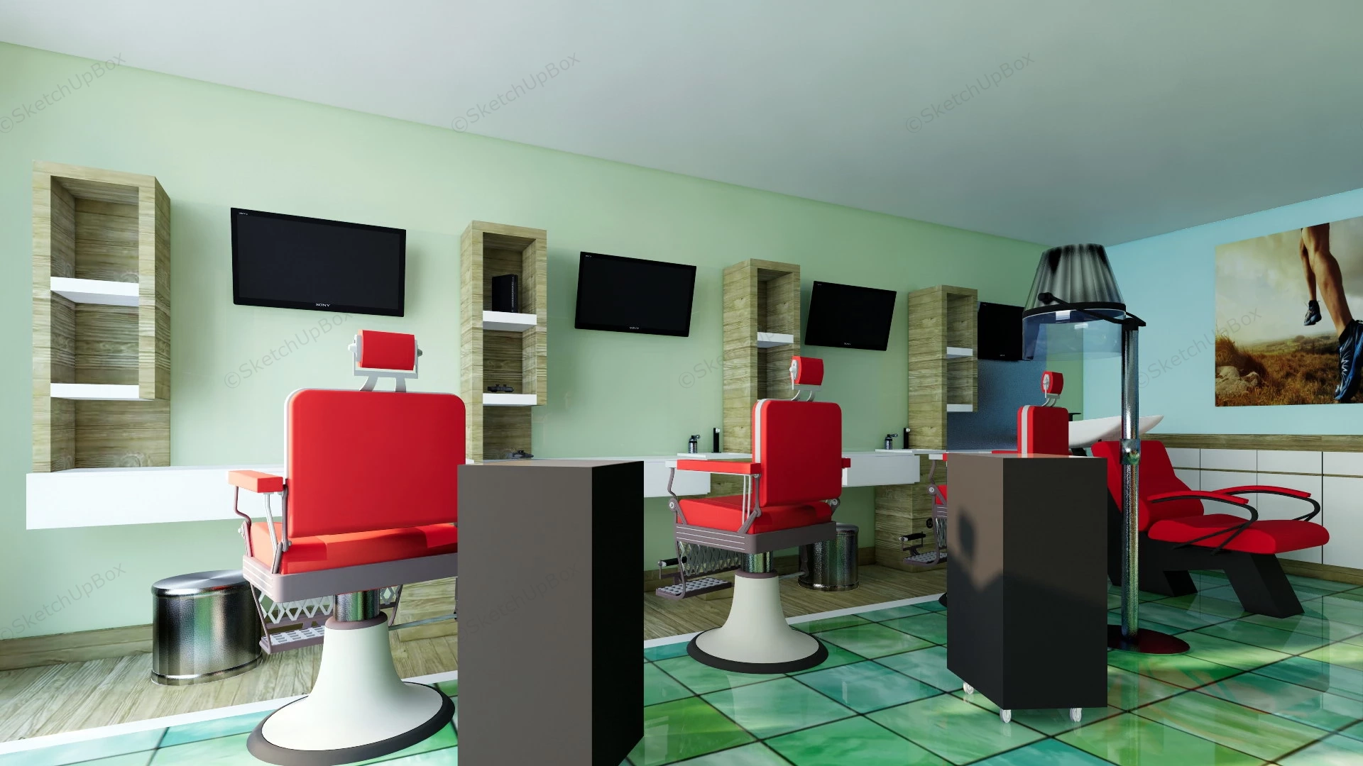 Small Hair Salon Design Ideas sketchup model preview - SketchupBox