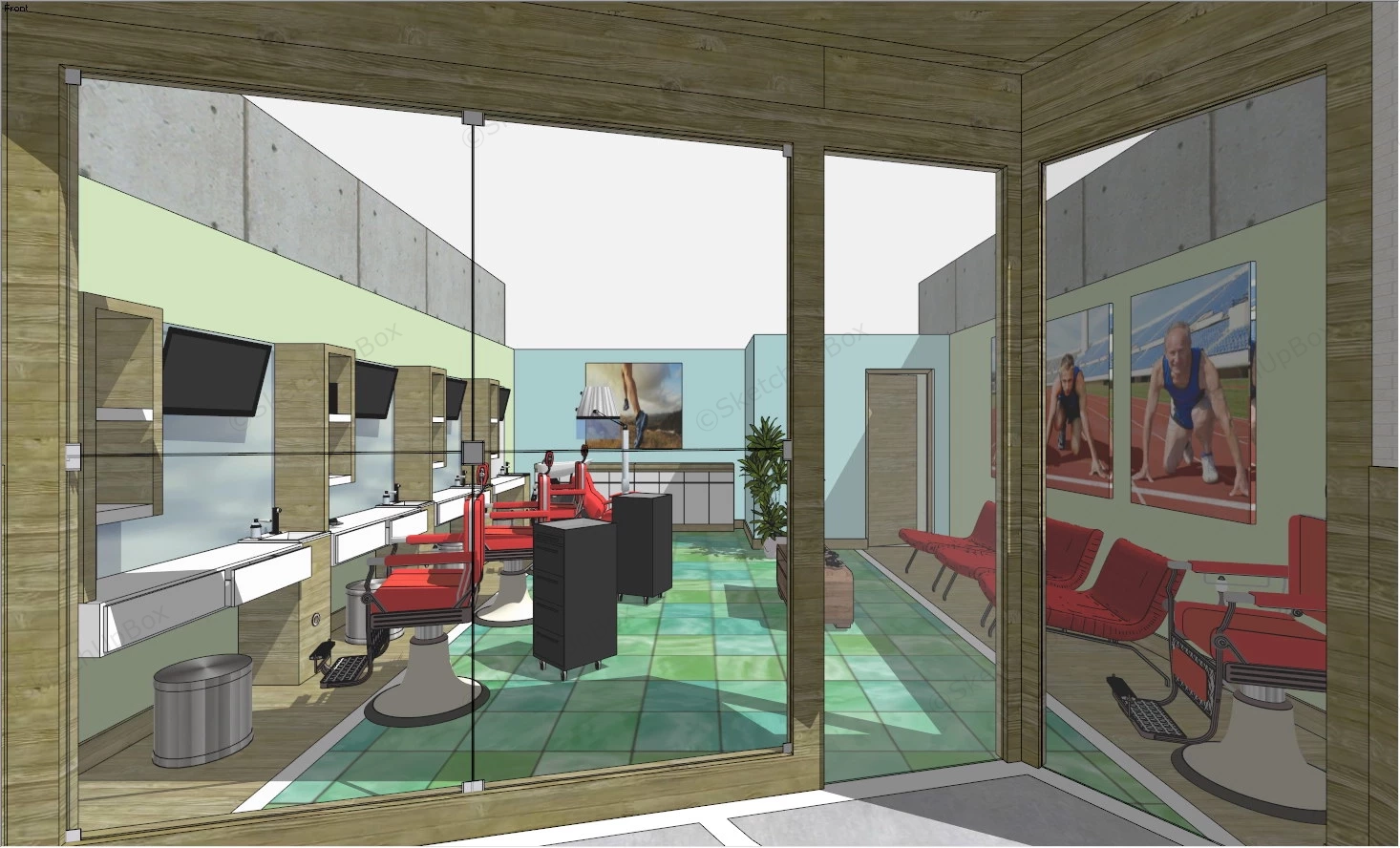 Small Hair Salon Design Ideas sketchup model preview - SketchupBox