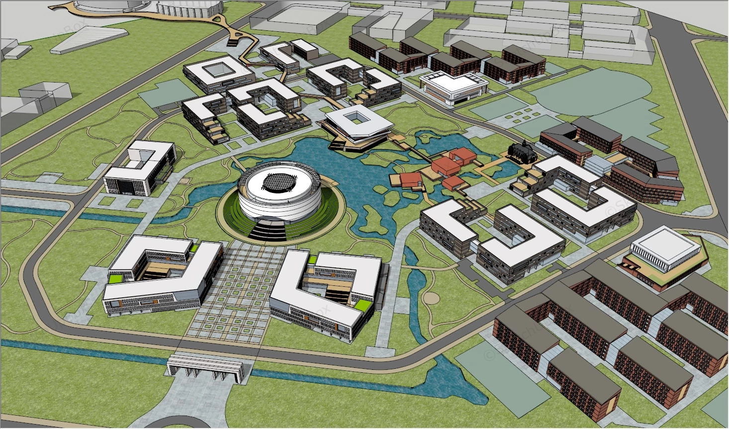 University Campus Plan sketchup model preview - SketchupBox