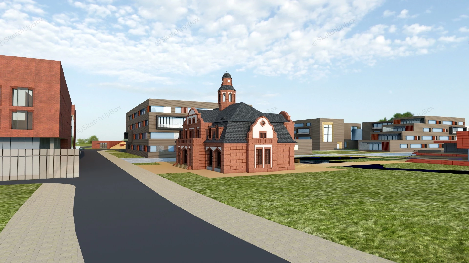 University Campus Plan sketchup model preview - SketchupBox