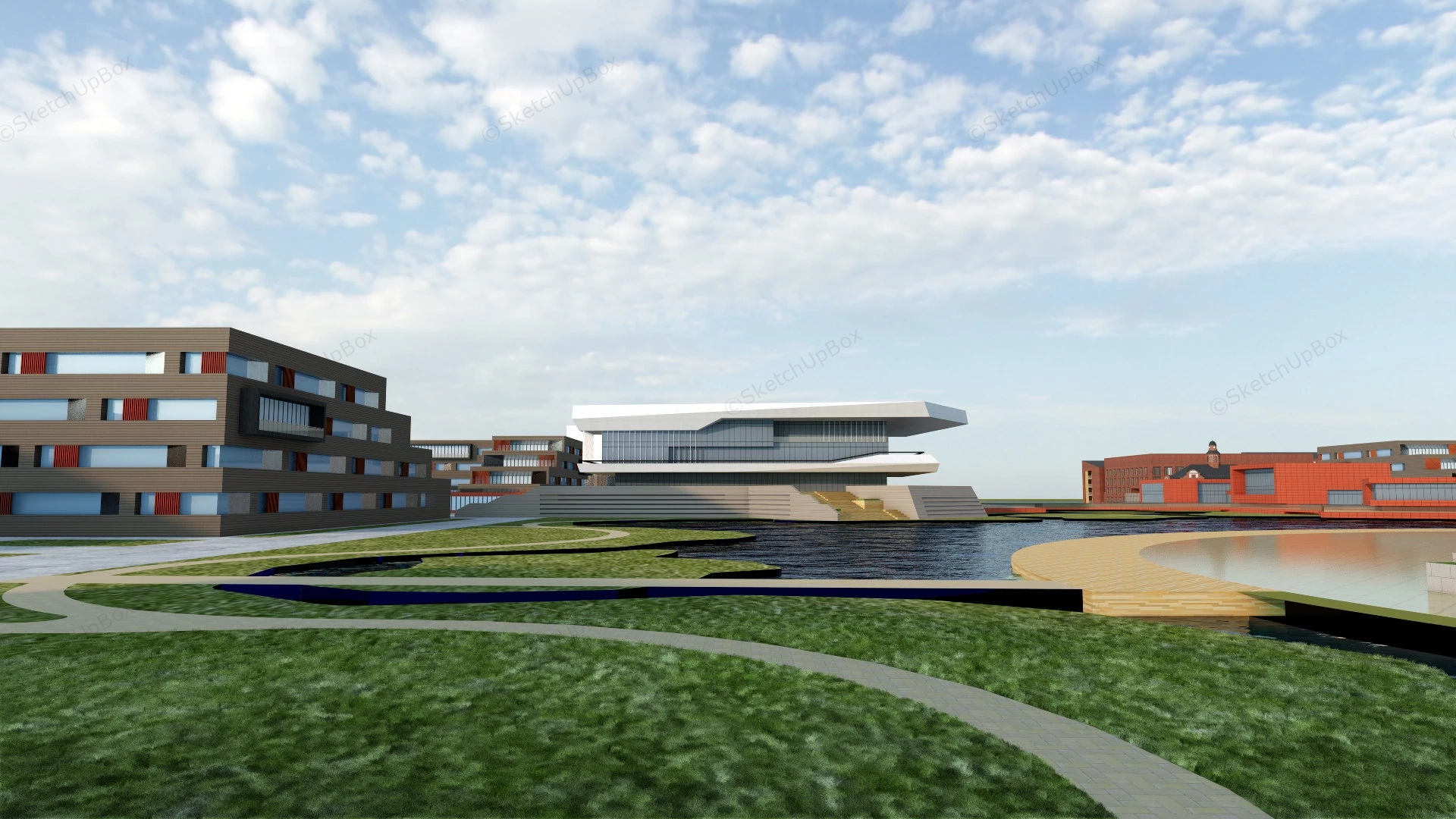 University Campus Plan sketchup model preview - SketchupBox