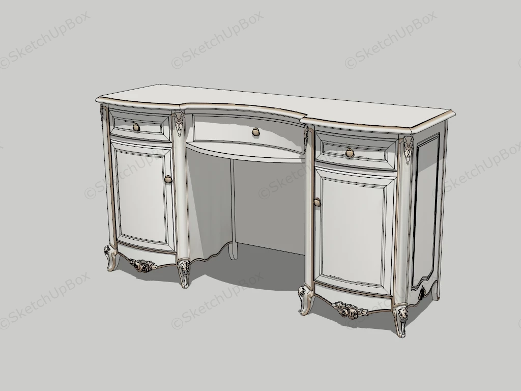 Vintage Writing Desk sketchup model preview - SketchupBox